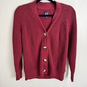 GAP Women's Burgundy Button-Up Cardigan